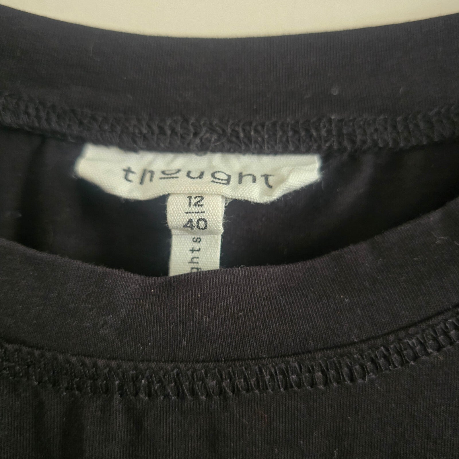 Thought Organic Cotton Black T-Shirt Dress Size 12 UK premium, luxury