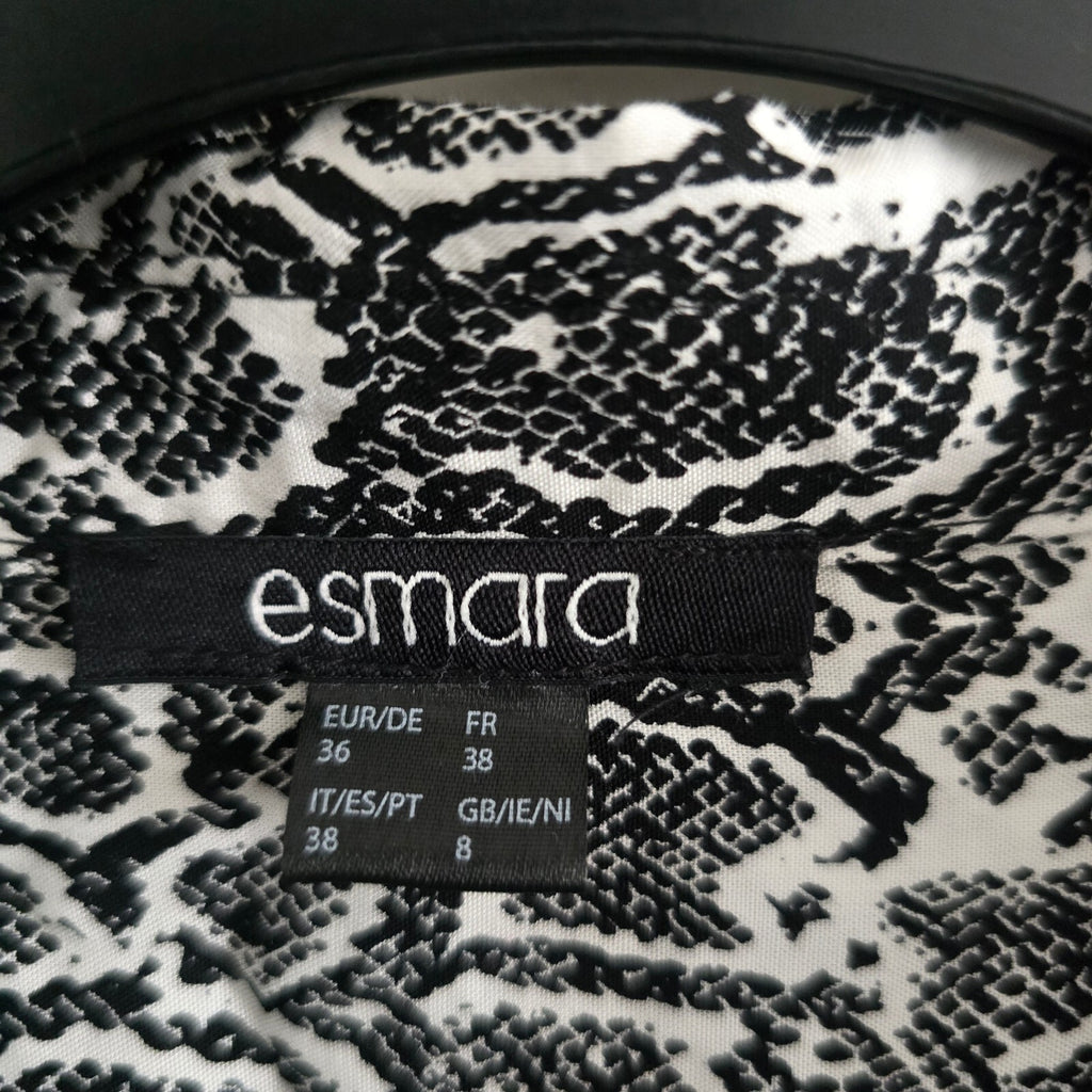 Esmara Black and White Snake Print Long Sleeve Shirt Blouse, Size 36, uk 8
