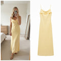 Zara Yellow Slip Maxi Long Dress with Spaghetti Straps, Size XS, BNWT