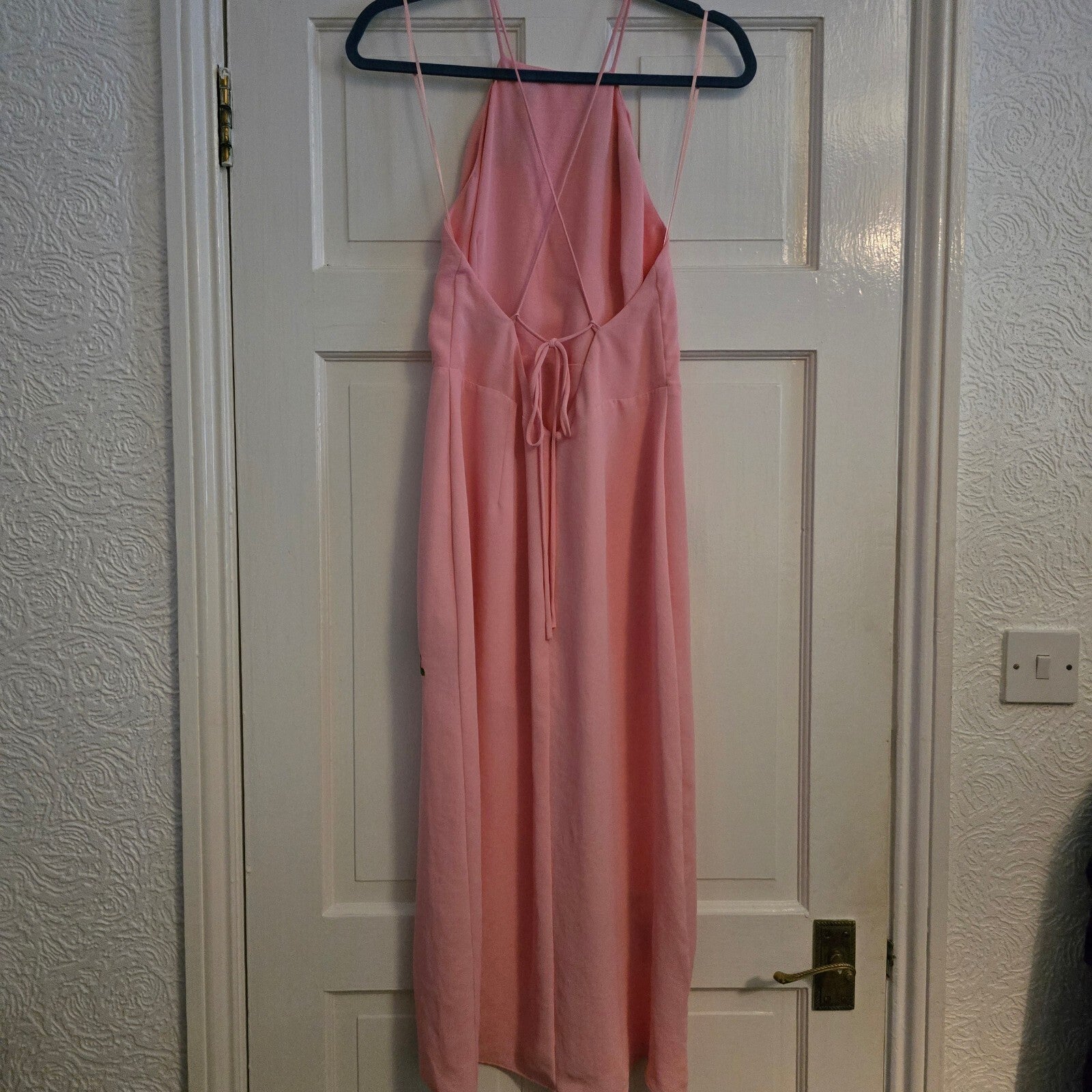 Topshop Pink Embroidered Floral Midi Dress UK 12, front splits, wedding, party