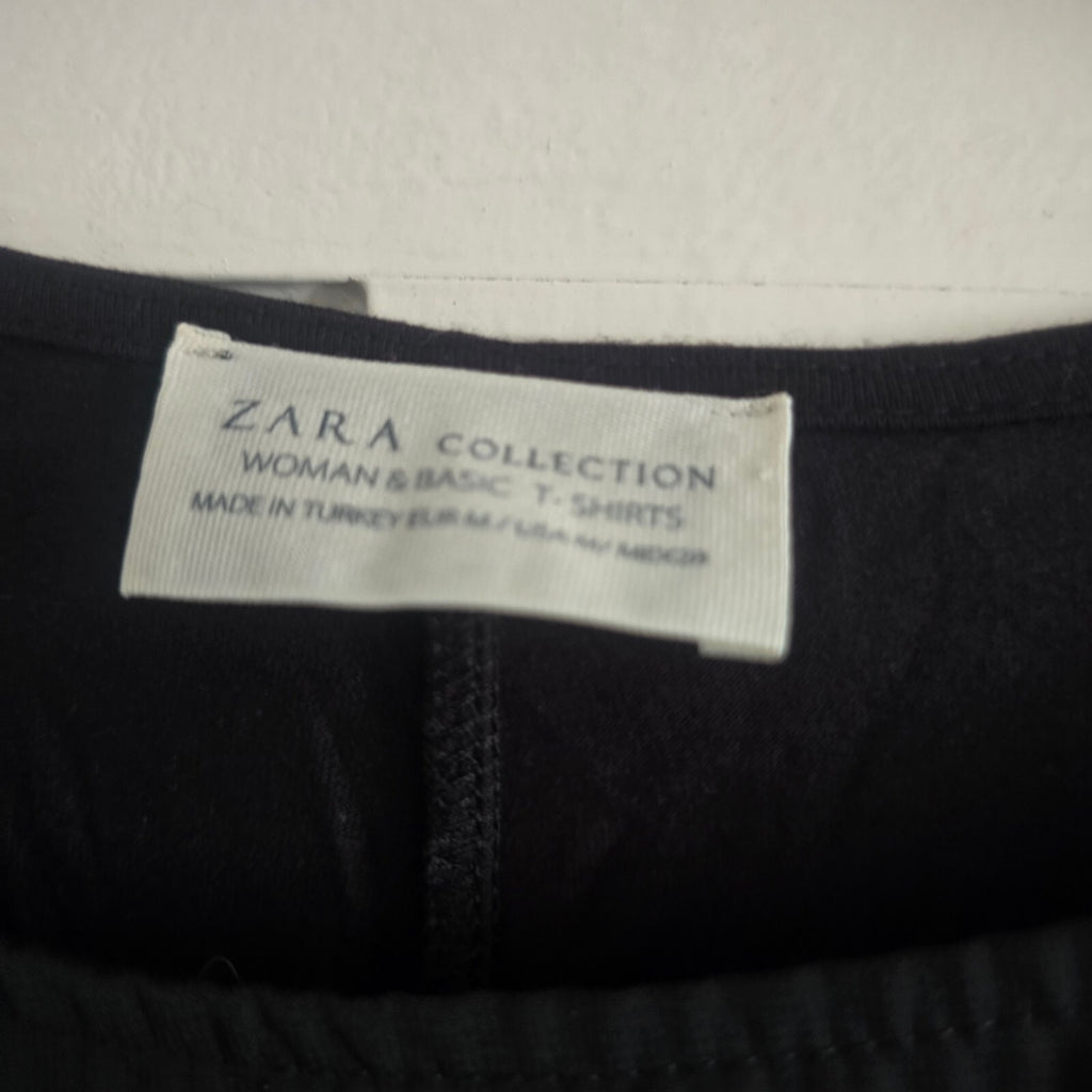 Zara Collection Black Sleeveless Cutout Overlay Tunic Top, size M