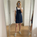 Goldie Dark Denim Pinafore Mini Dress, size 8, seen on many influencers