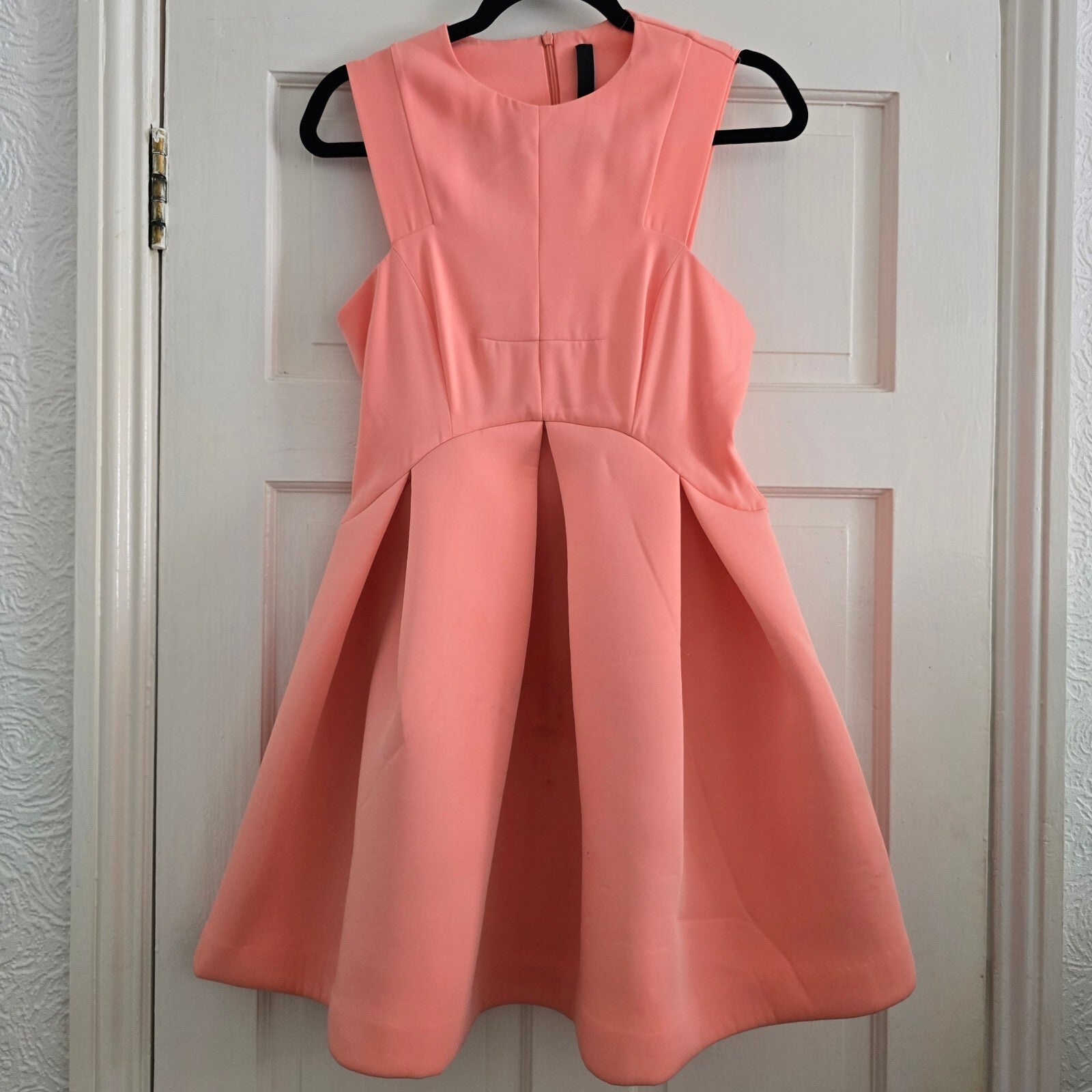 AQ/AQ Coral Pink Fit & Flare Dress UK 8, scuba material