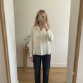 BM Women's White Embroidered Applique Button-Up Blouse Shirt Size 16