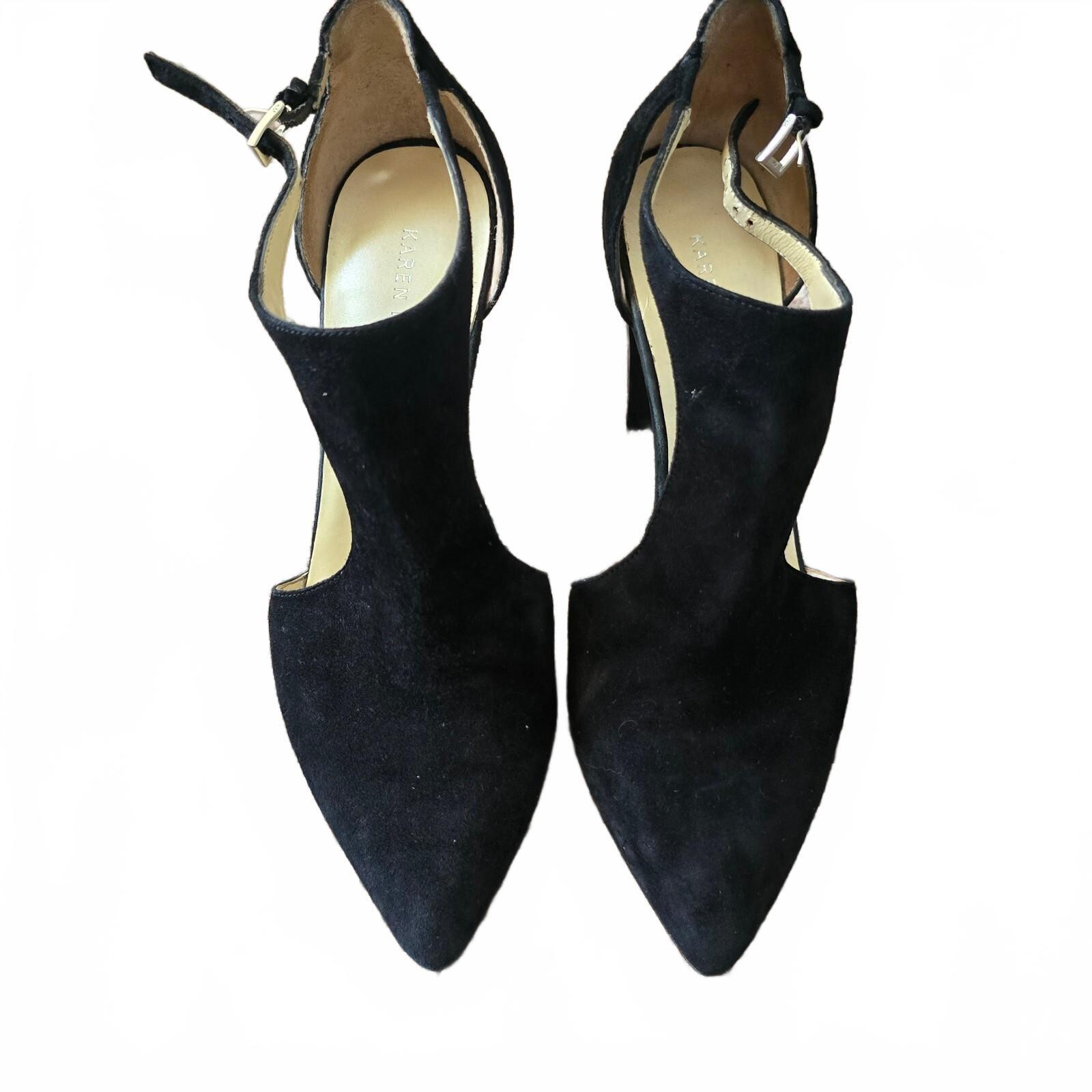 Karen Millen Black Suede Pointed Toe High Heel Shoes Size 39, UK 6