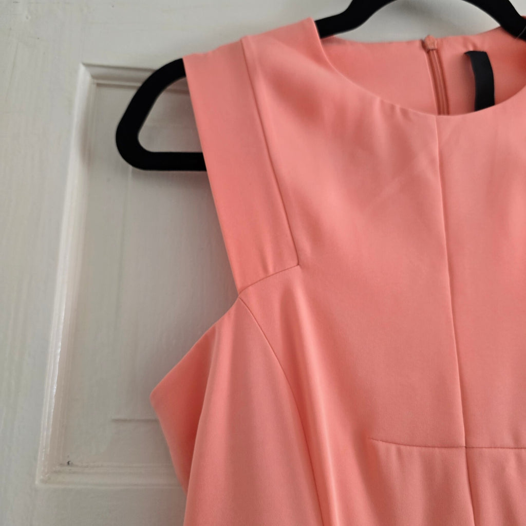 AQ/AQ Coral Pink Fit & Flare Dress UK 8, scuba material