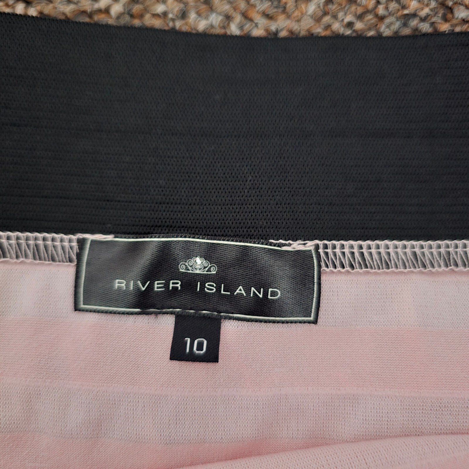 River Island Pink Ruffle Mini Skirt with Black Waistband Size 10