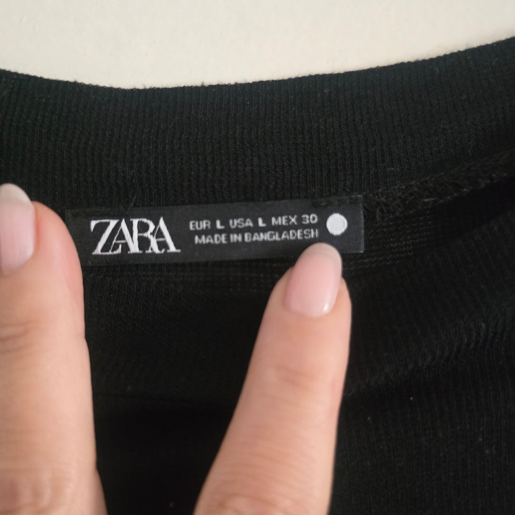 Zara Black Short Sleeve T-Shirt Size L, part of a coord, selling skirt also