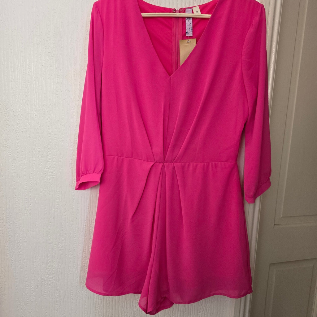 Alfani Pink V-Neck 3/4 Sleeve Romper Playsuit Size M BNWT