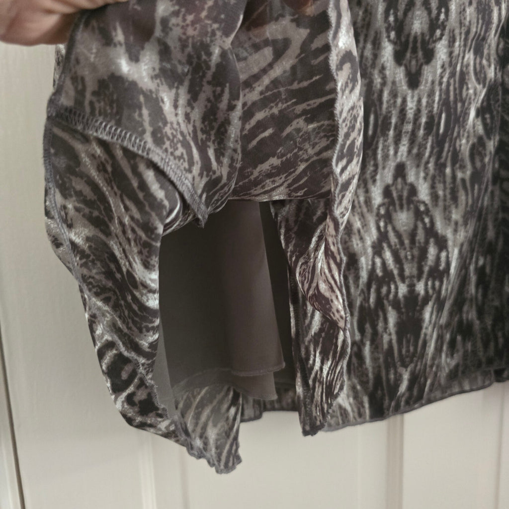 M&S Classic UK 14 Printed A-Line Skirt, animal print, layered, vintage