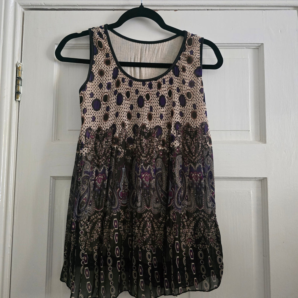 Paisley Sleeveless Patterned Viscose and Elastane Top, ombre, size M relaxed Y2K