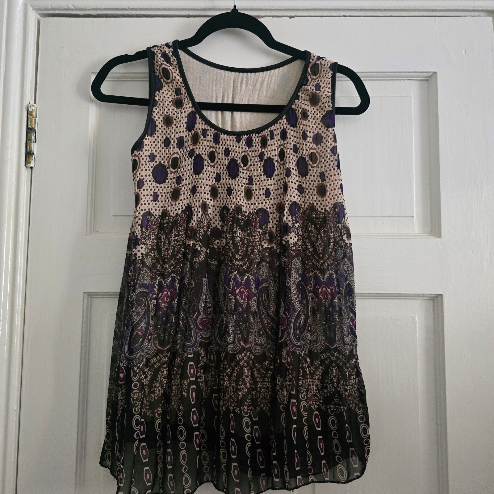 Paisley Sleeveless Patterned Viscose and Elastane Top, ombre, size M relaxed Y2K