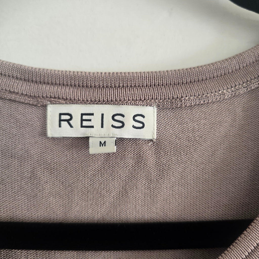 Reiss Women's Beige Viscose Blend Jumper with Keyhole Detail, size M, luxury