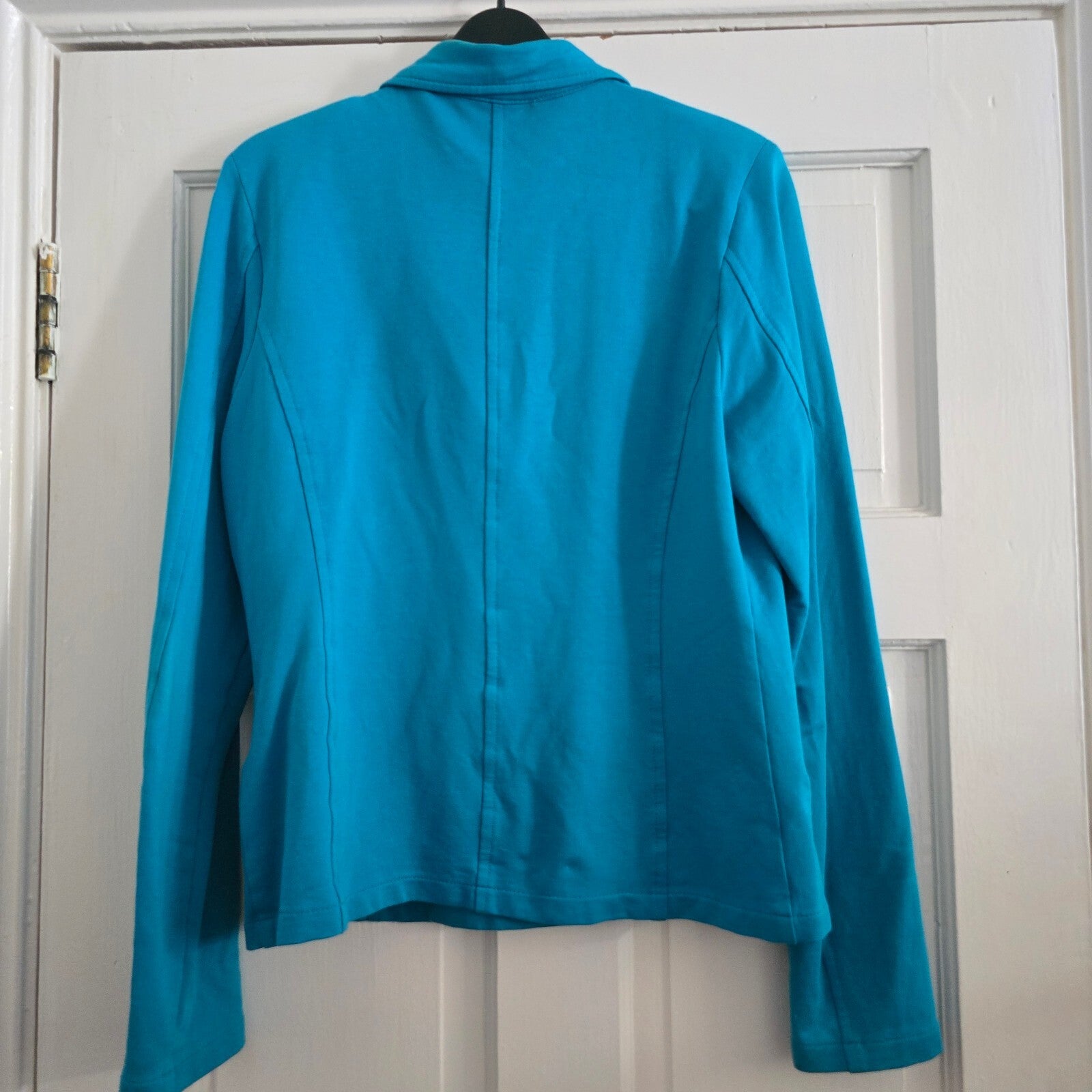 LIV Turquoise Blue Tailored Blazer Jacket Size 40, jersey fabric, stretch, comfy