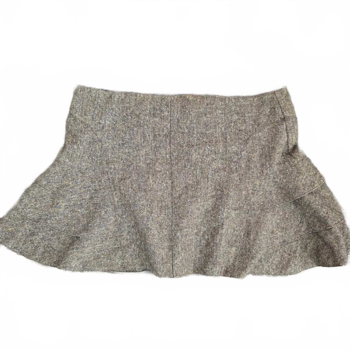 Topshop Brown Tweed Flared Mini Skirt UK Size 10, wool mix, y2k, vintage
