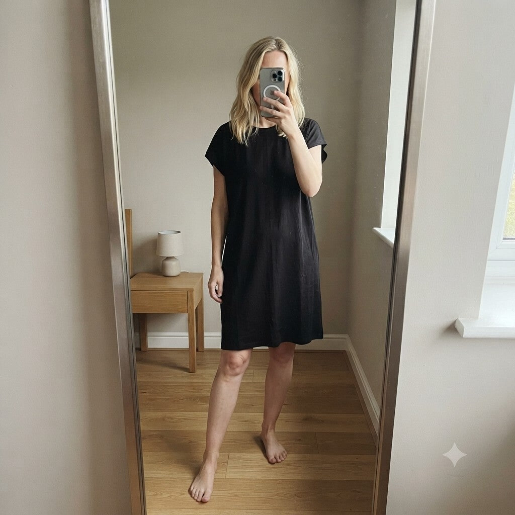 Thought Organic Cotton Black T-Shirt Dress Size 12 UK premium, luxury