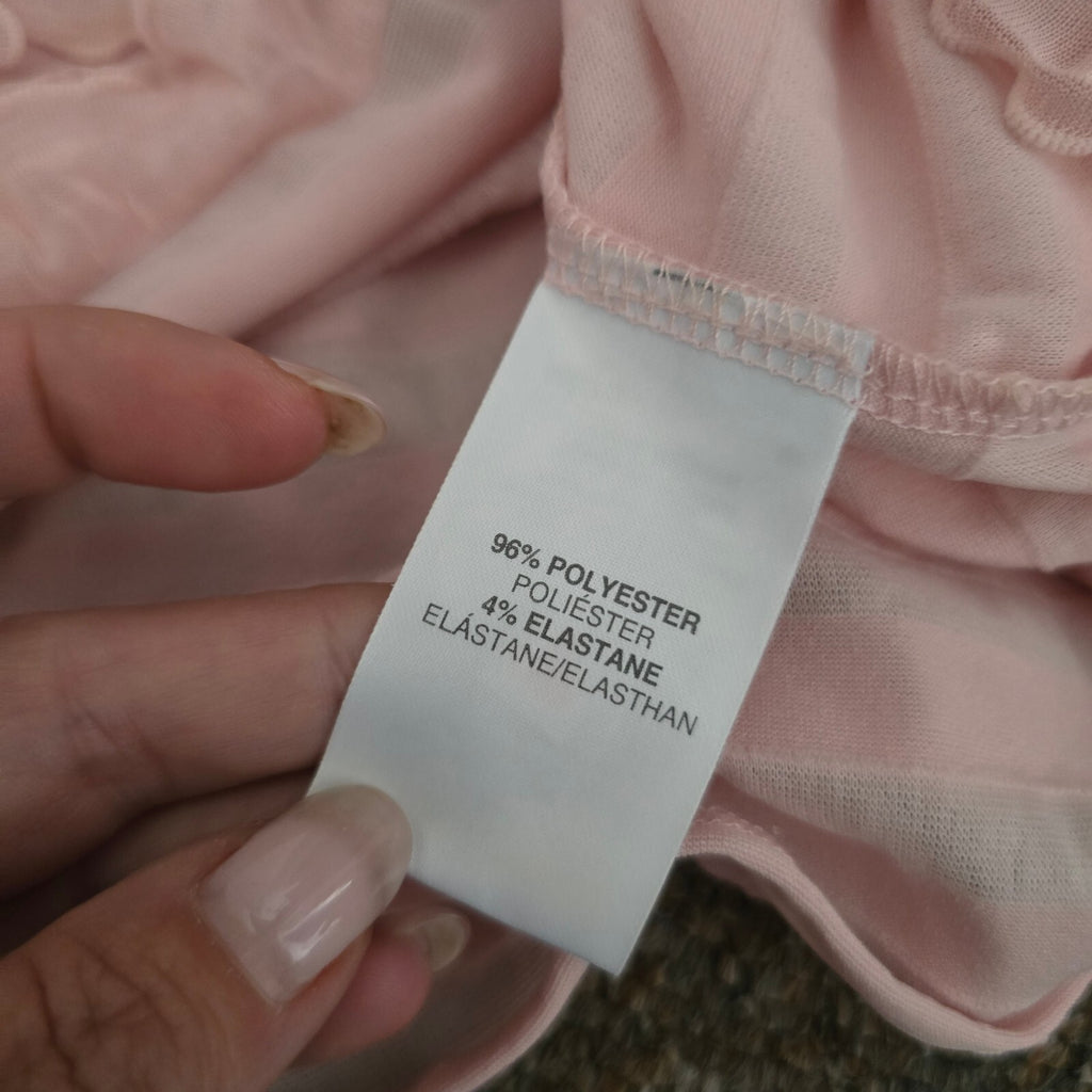 River Island Pink Ruffle Mini Skirt with Black Waistband Size 10