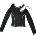 Bershka Black Asymmetric Cutout Long Sleeve Top XS