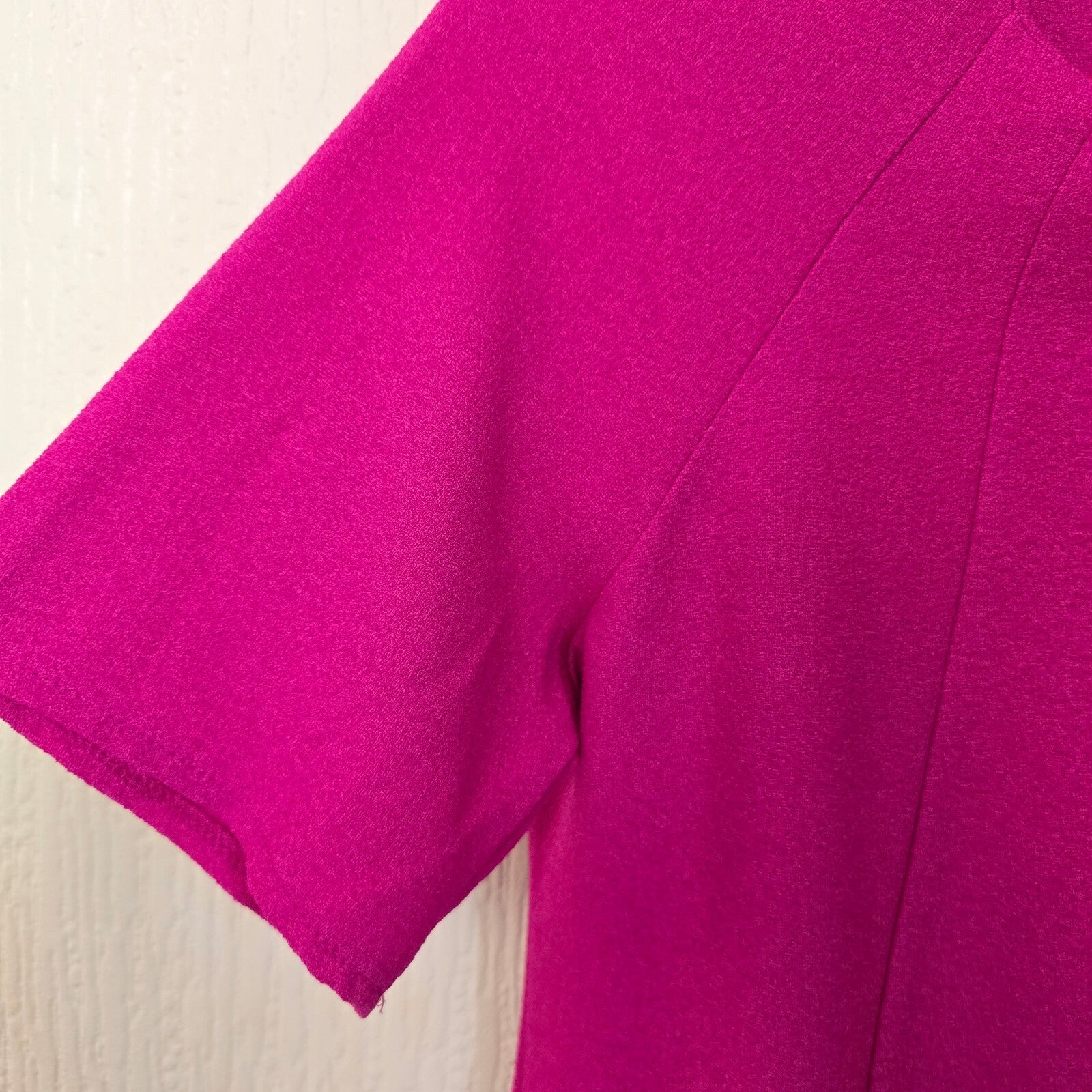AD LIB Bright Pink Short Sleeve Shift Dress with Front Pockets, size 12