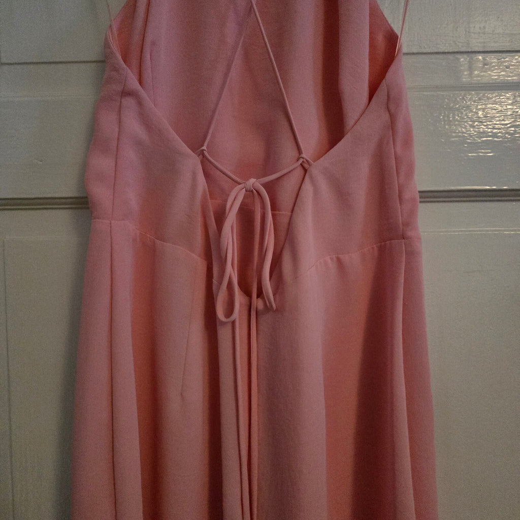 Topshop Pink Embroidered Floral Midi Dress UK 12, front splits, wedding, party