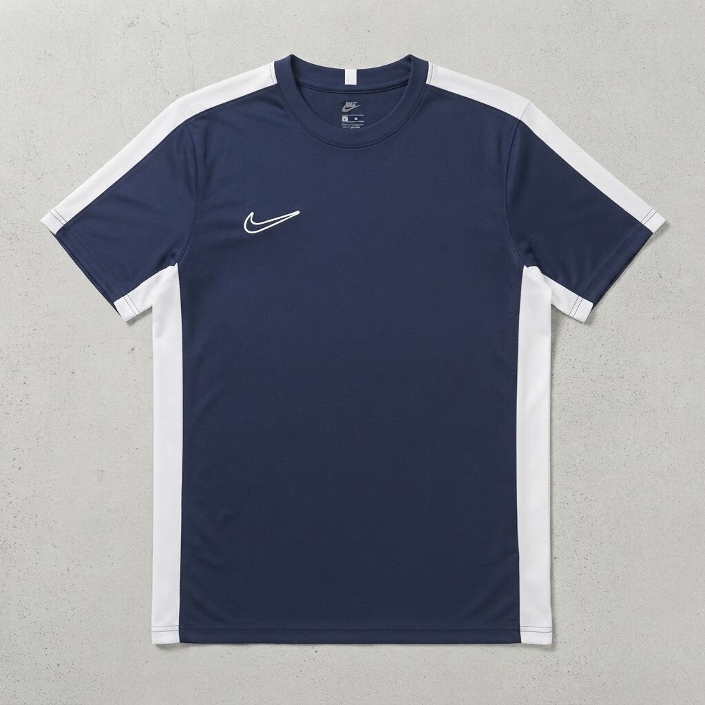 Nike Dri-FIT Slim Fit Navy and White Sports T-Shirt Medium, Sportswear, Gym