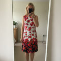 CHAPS Floral Sleeveless Dress with Red and Purple Flowers, poppy, mini, size 8