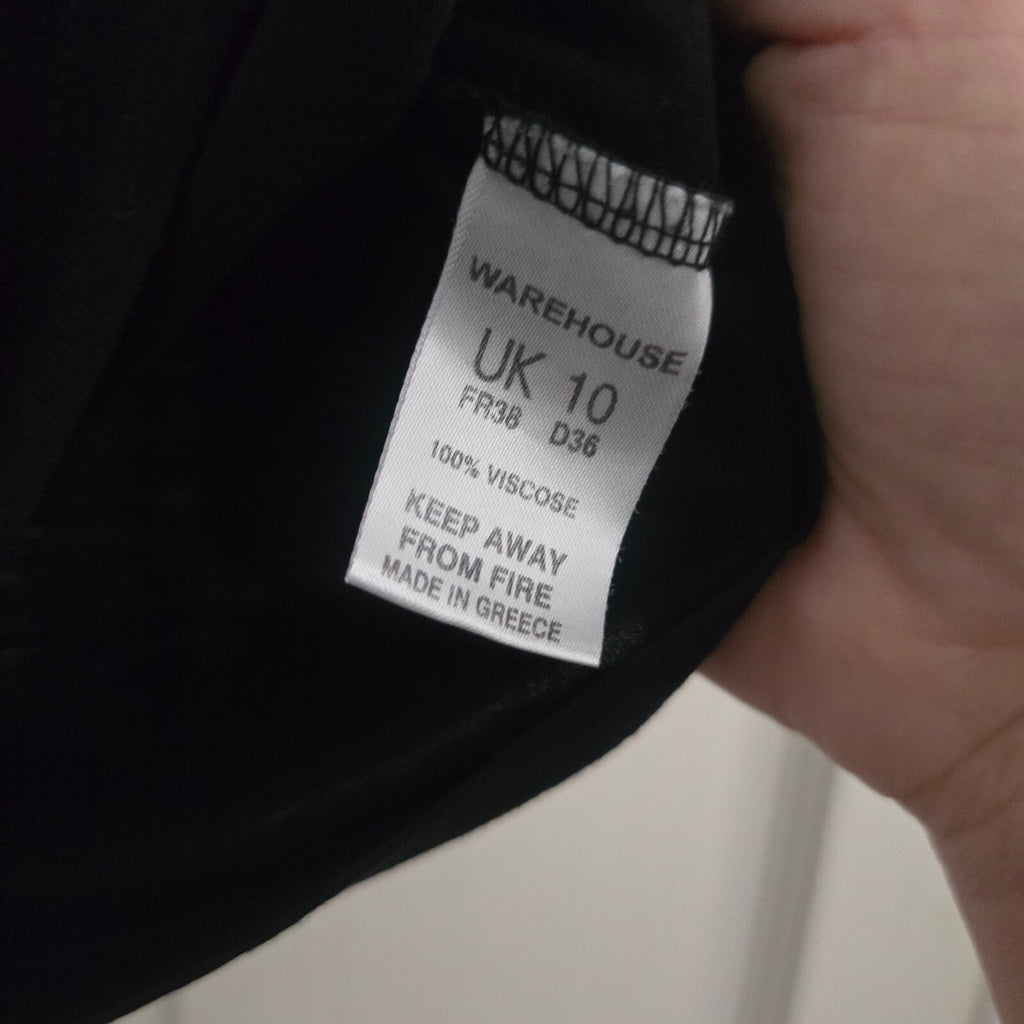 Warehouse Definitives Black Sleeveless Top with Gold Zipper Detail UK 10