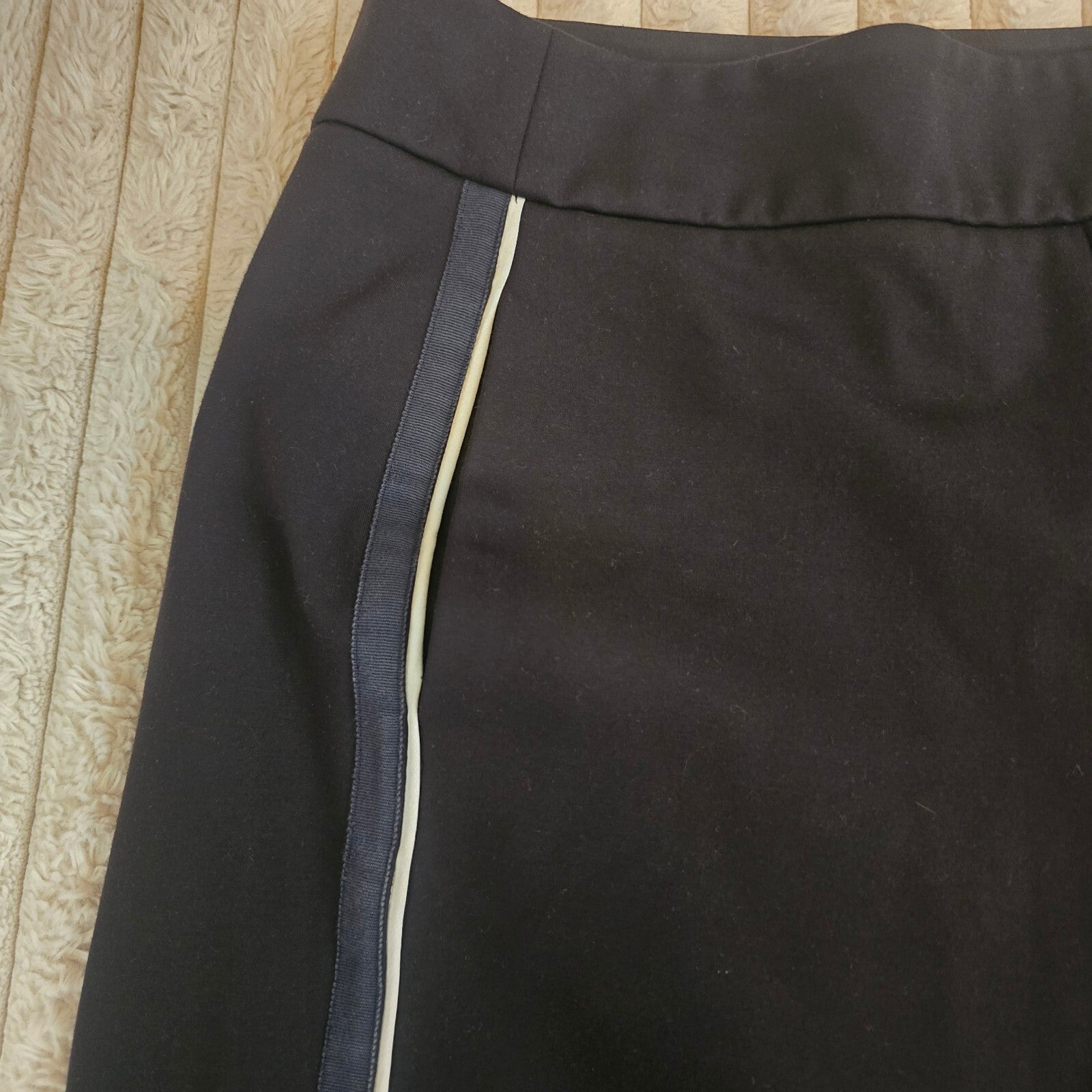 Whistles Black Wide Leg Trousers with Side Stripe UK 12, high waisted, formal