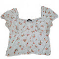 Bershka Floral Puff Sleeve Crop Top - Size S, preppy, cute, summer, holiday