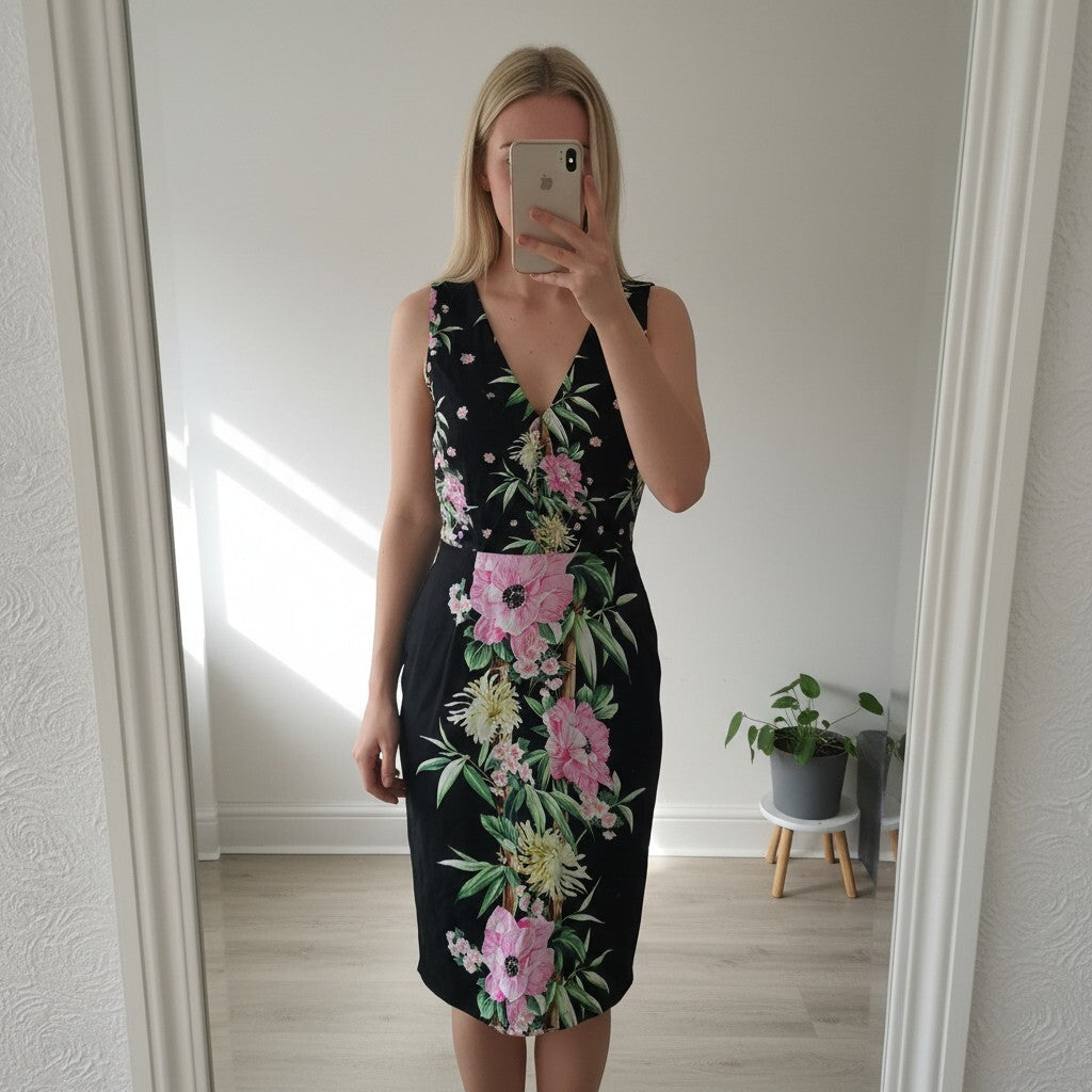 BNWT French Connection floral print pencil dress Size 12, wedding, holiday