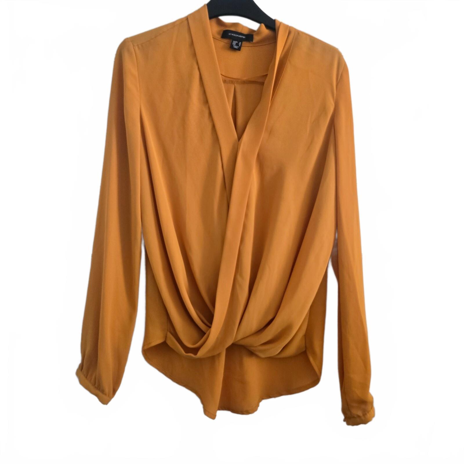 Atmosphere Mustard Yellow Long Sleeve Draped Blouse shirt UK 10