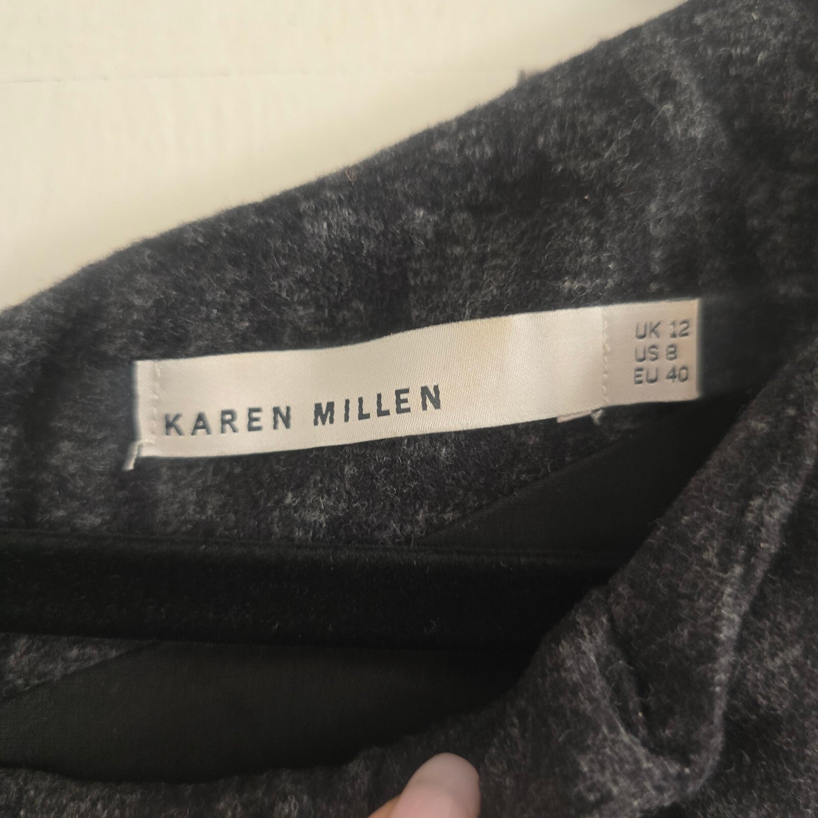 Karen Millen Grey Wool Blend Pencil Dress UK 12, luxury, formal, office