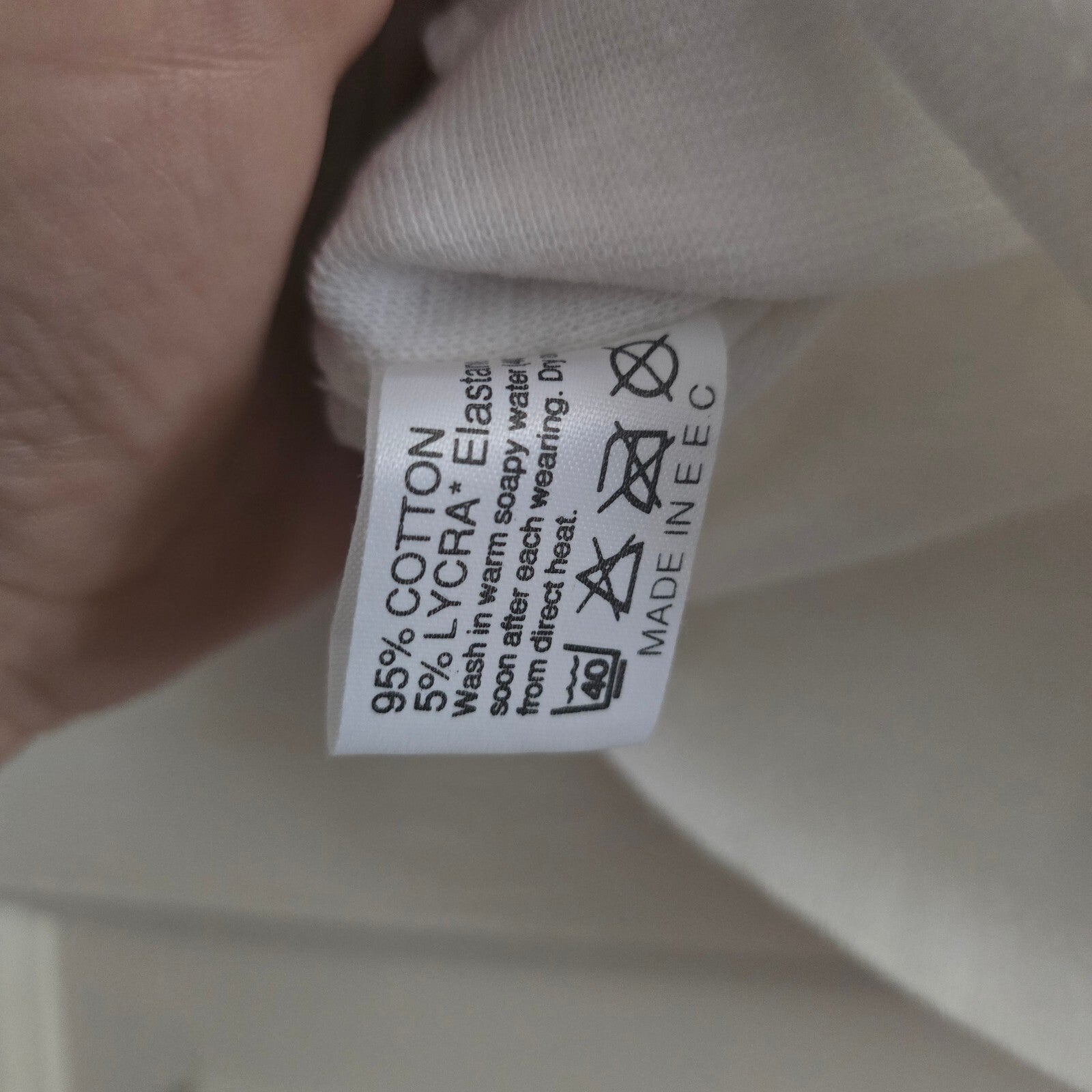 White Cotton Lycra Stretch Bodycon Mini tube Skirt, size S