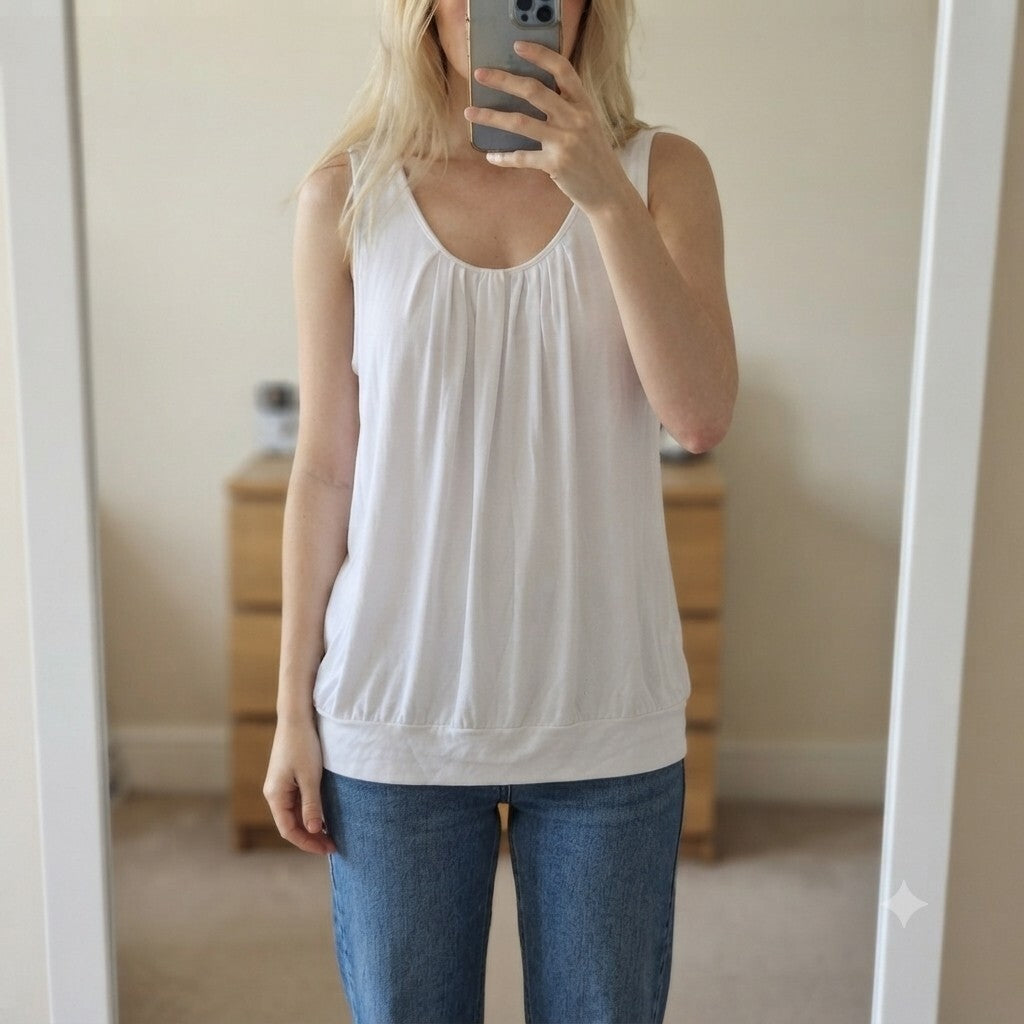 By Very White Sleeveless Relaxed Drape Vest, size 26