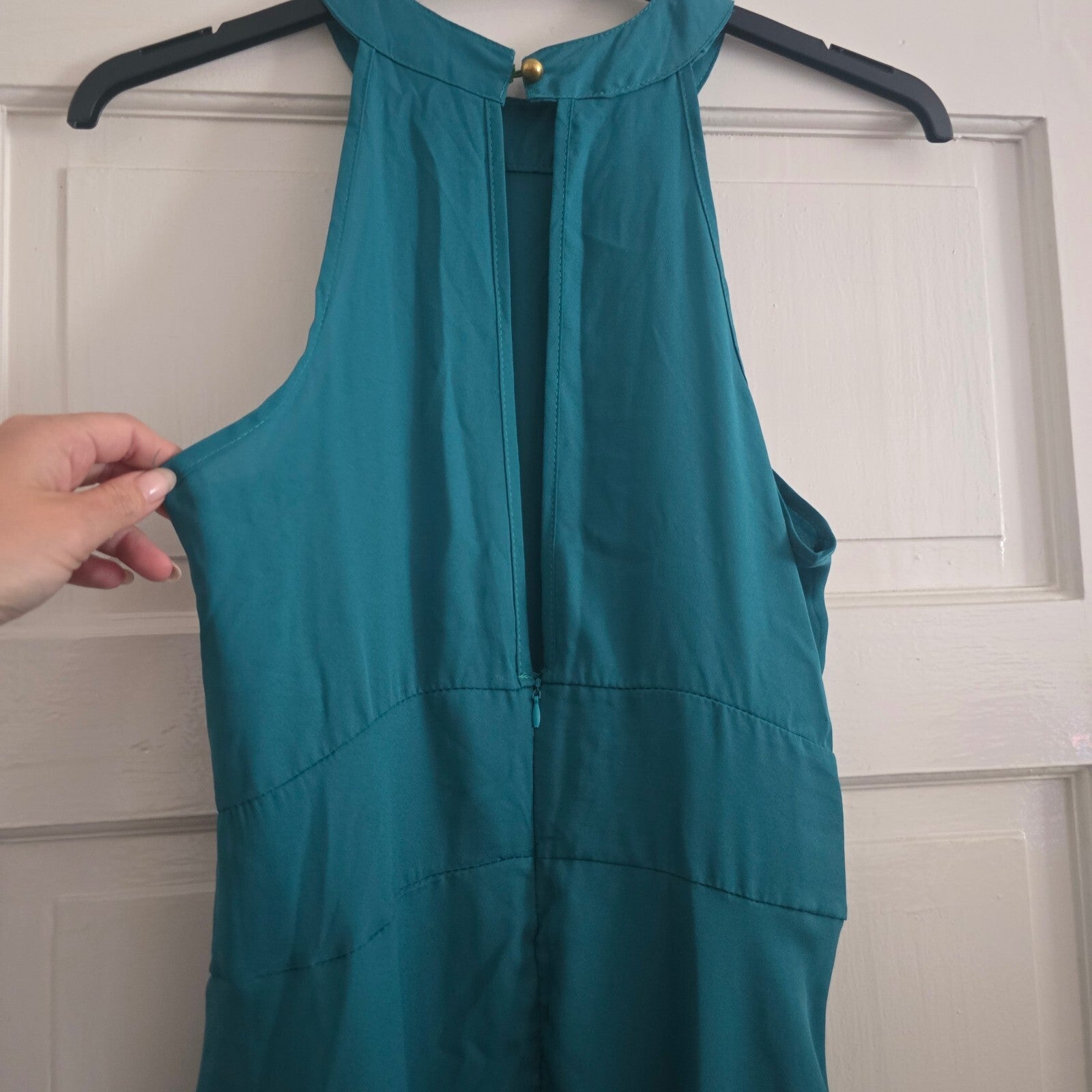 Teal Sleeveless High-Low Dress with Button Back Closure, Size Medium
