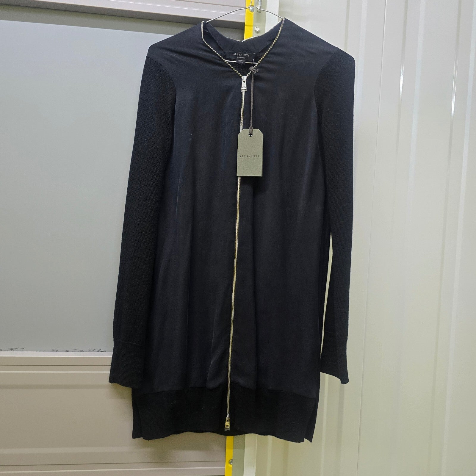 AllSaints Jamie Zip Longline Cardigan Black, Relaxed Fit BNWT, rrp £168, size XS