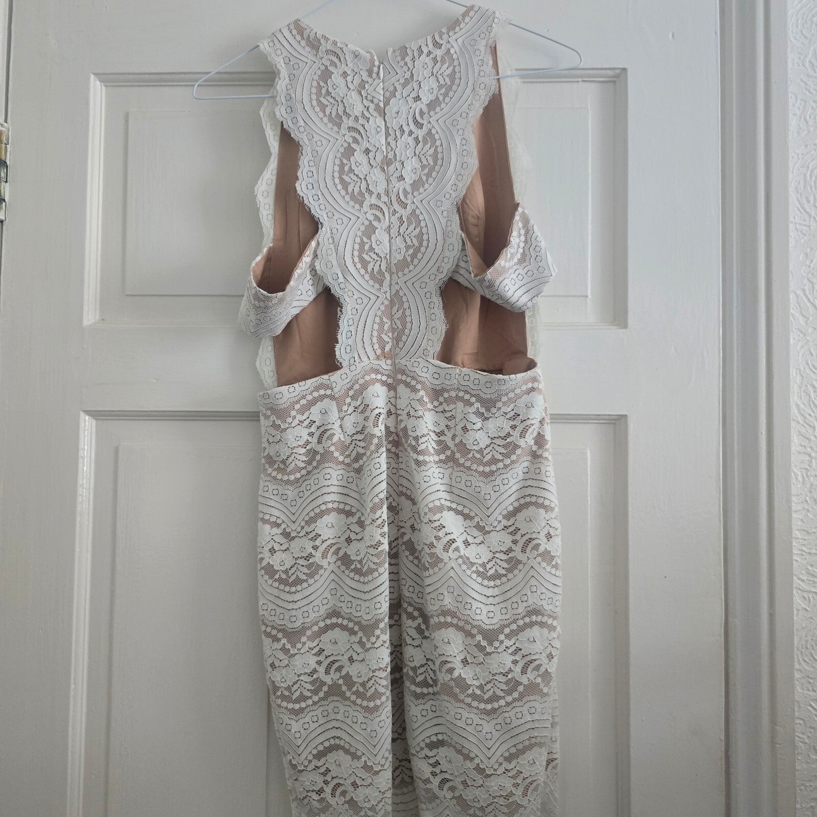Love Triangle Nude and White Lace Overlay Dress Size 10, bridal, hen party