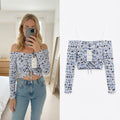 Zara Floral Smocked Off-Shoulder Crop Top Size S, BNWT, bandeau, strapless
