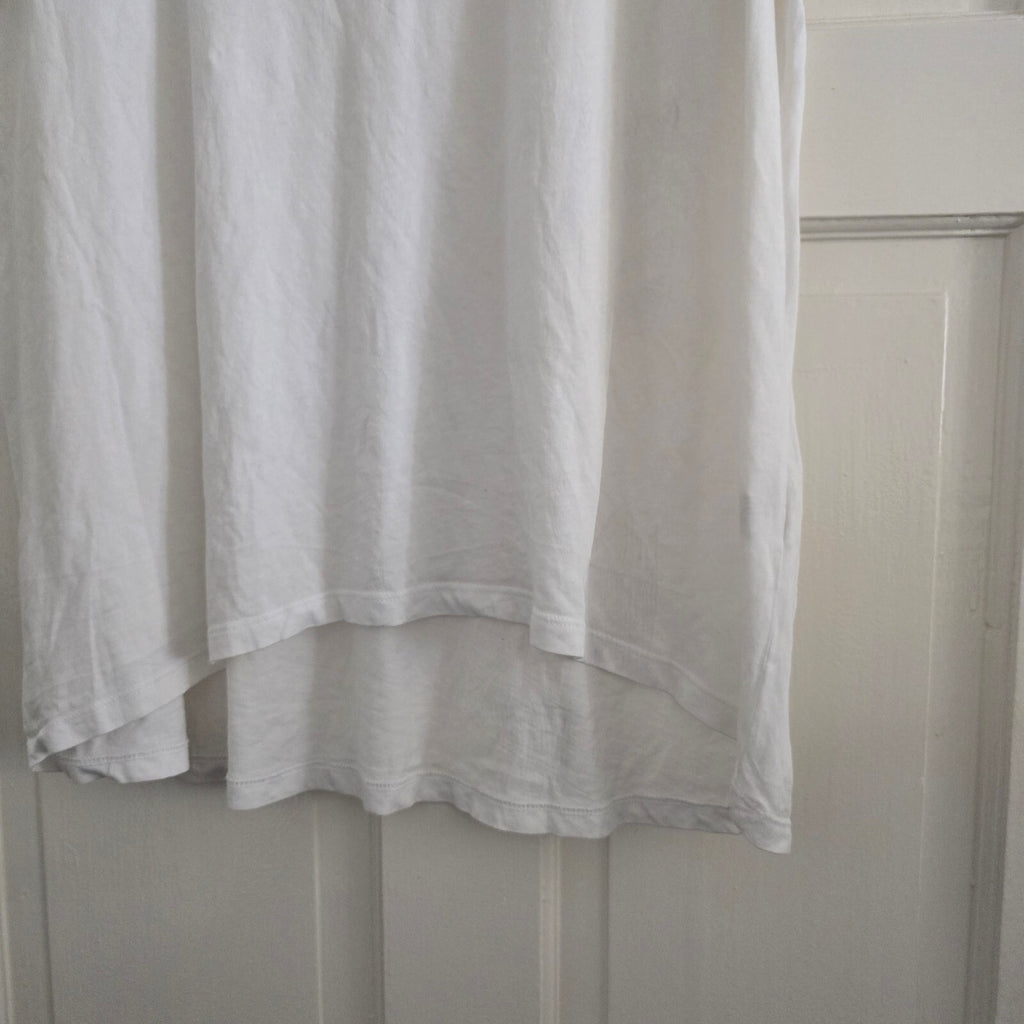 Zara White Cotton Short Sleeve T-Shirt, Size L, relaxed fit