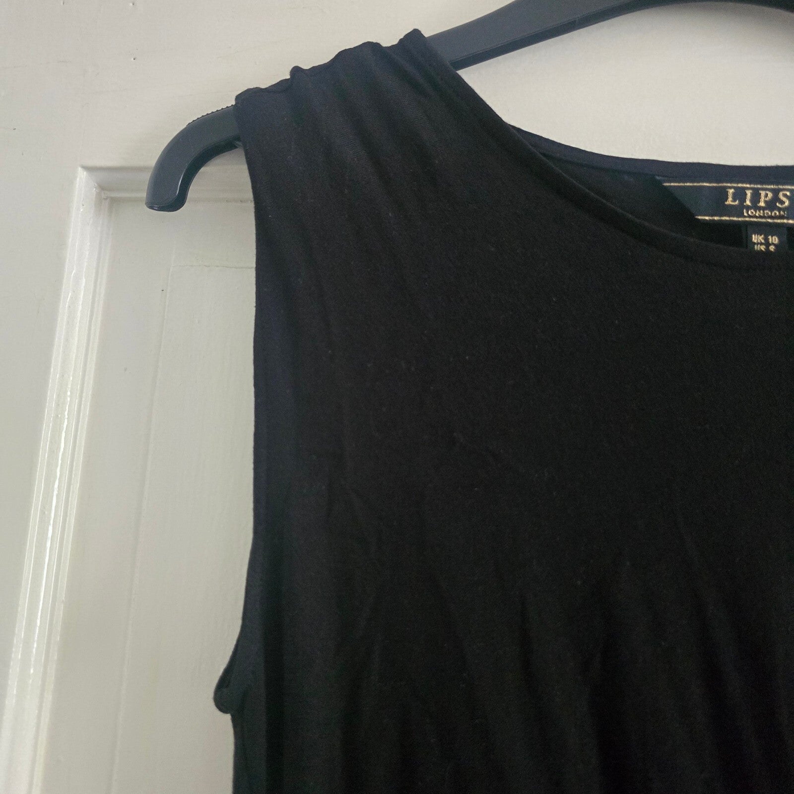Lipsy London Black Sleeveless Jersey Maxi Dress with Front Knot Detail UK 10