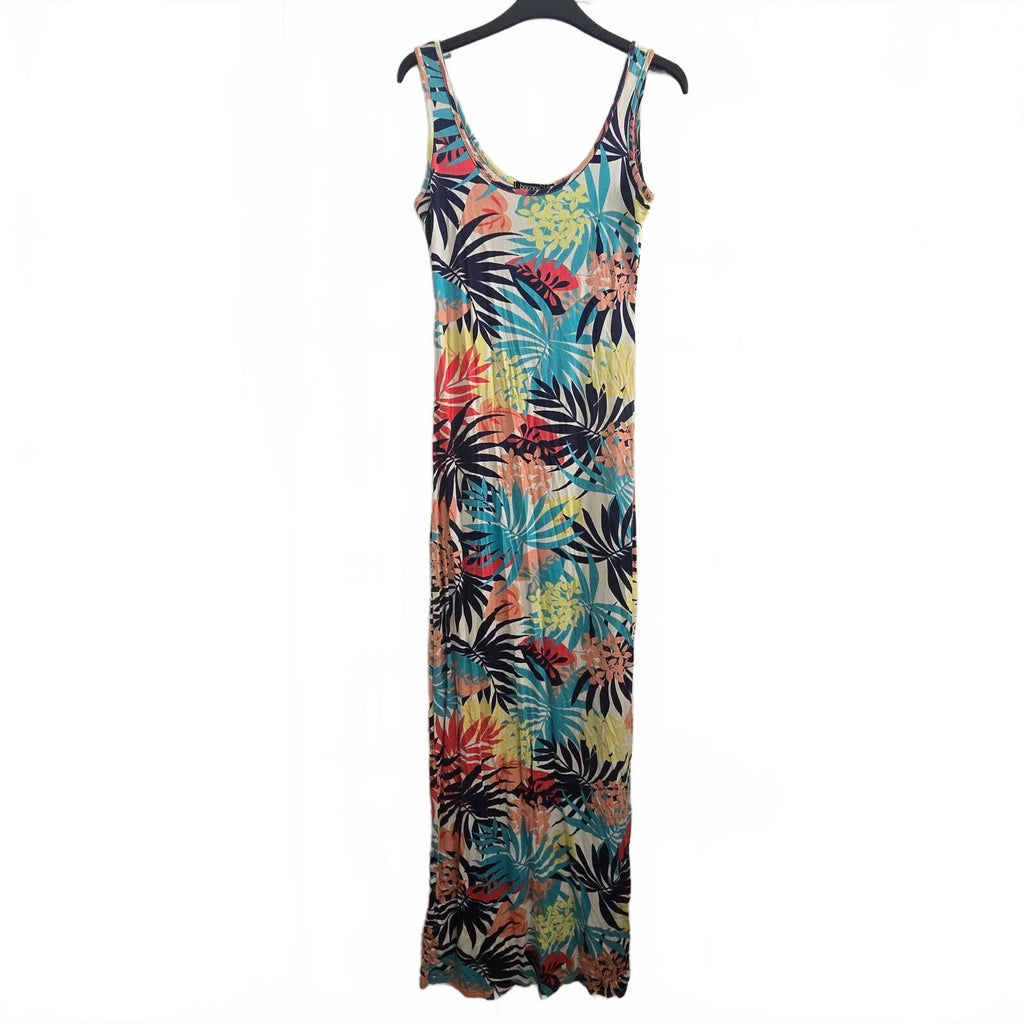 boohoo Tropical Print Bodycon jersey stretch maxi dress, size 8