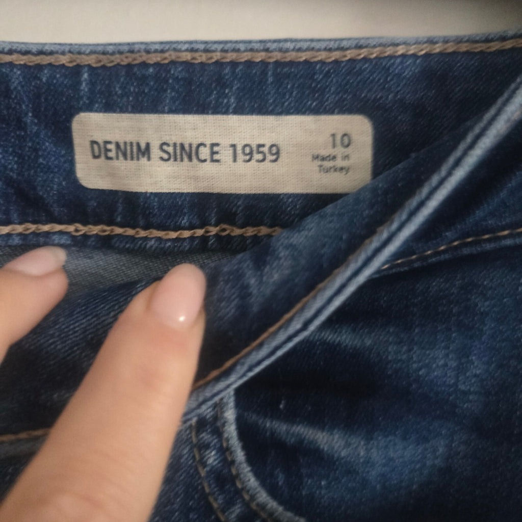 Denim Since 1959 Classic Blue Denim Midi Stretch Skirt Size 10