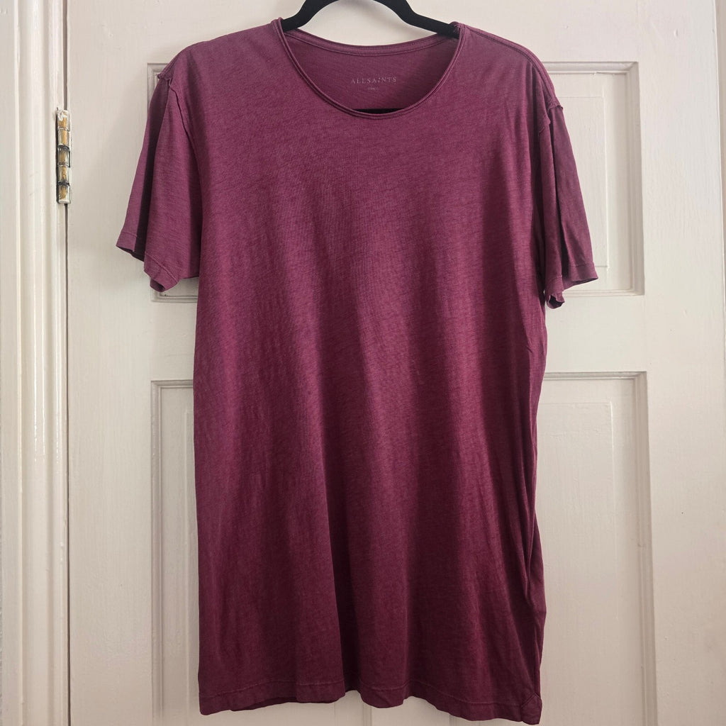 AllSaints Men's Crew Neck T-Shirt in Burgundy