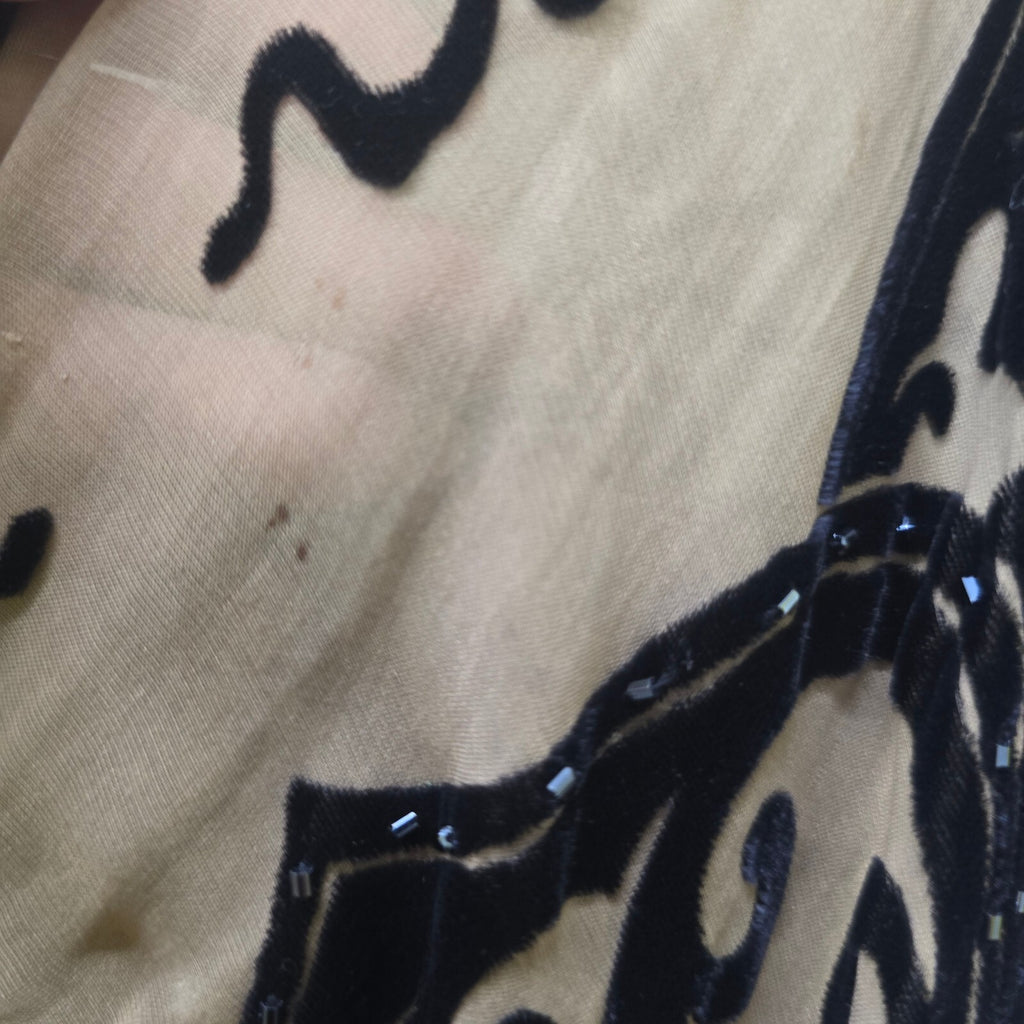 Joseph Beige and Black Velvet Embroidered Silk Mini Dress Size S rare vintage