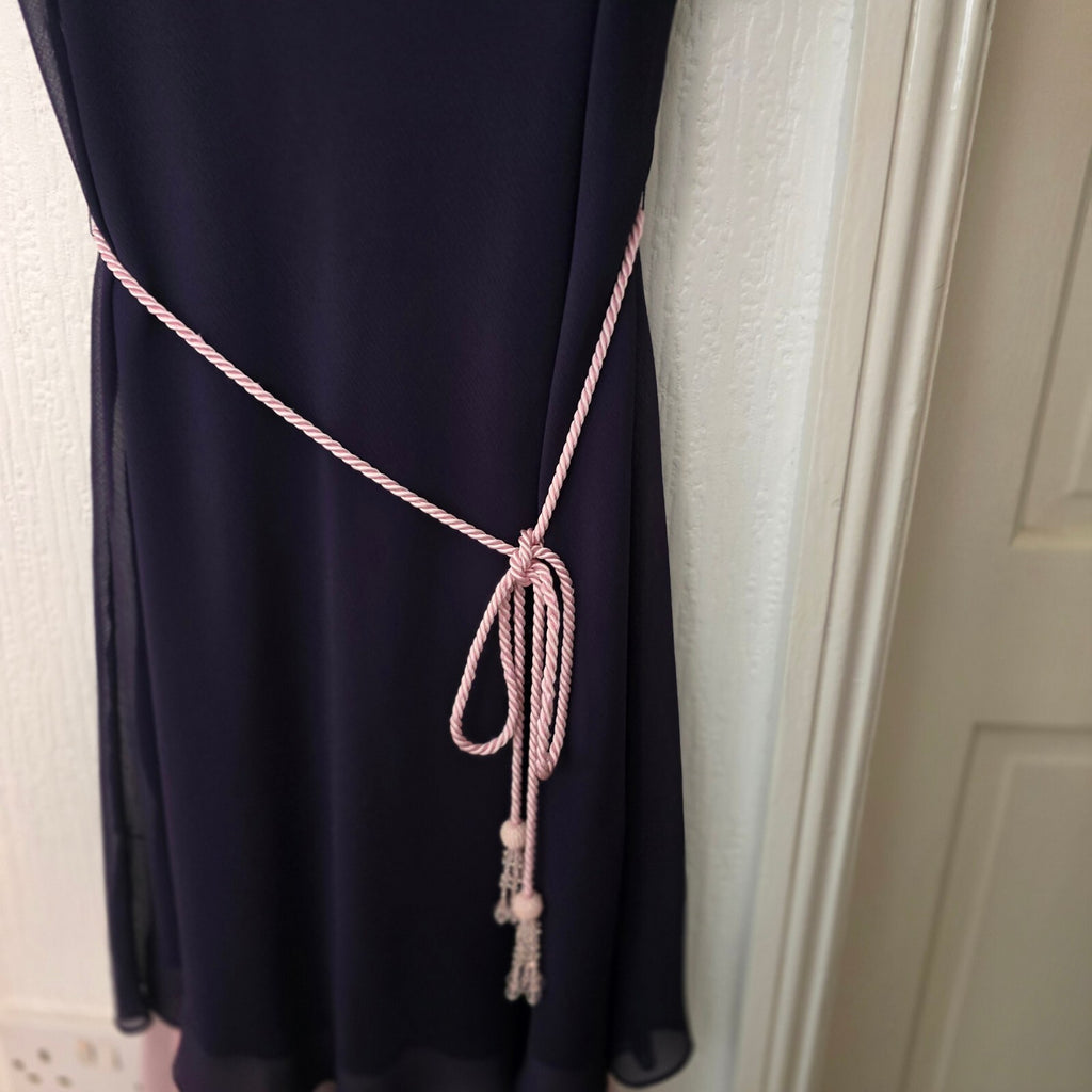 Jacques Vert Navy and Pink Layered Ruffle Dress Suit & Bolero Jacket 20 coord