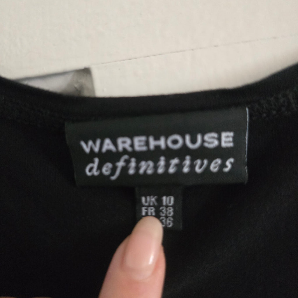 Warehouse Definitives Black Sleeveless Top with Gold Zipper Detail UK 10