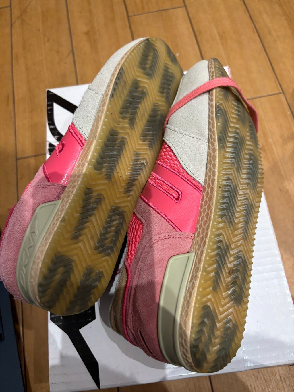 DKNY Women's Pink and Beige Suede Mesh Sneakers, trainers, size UK 5