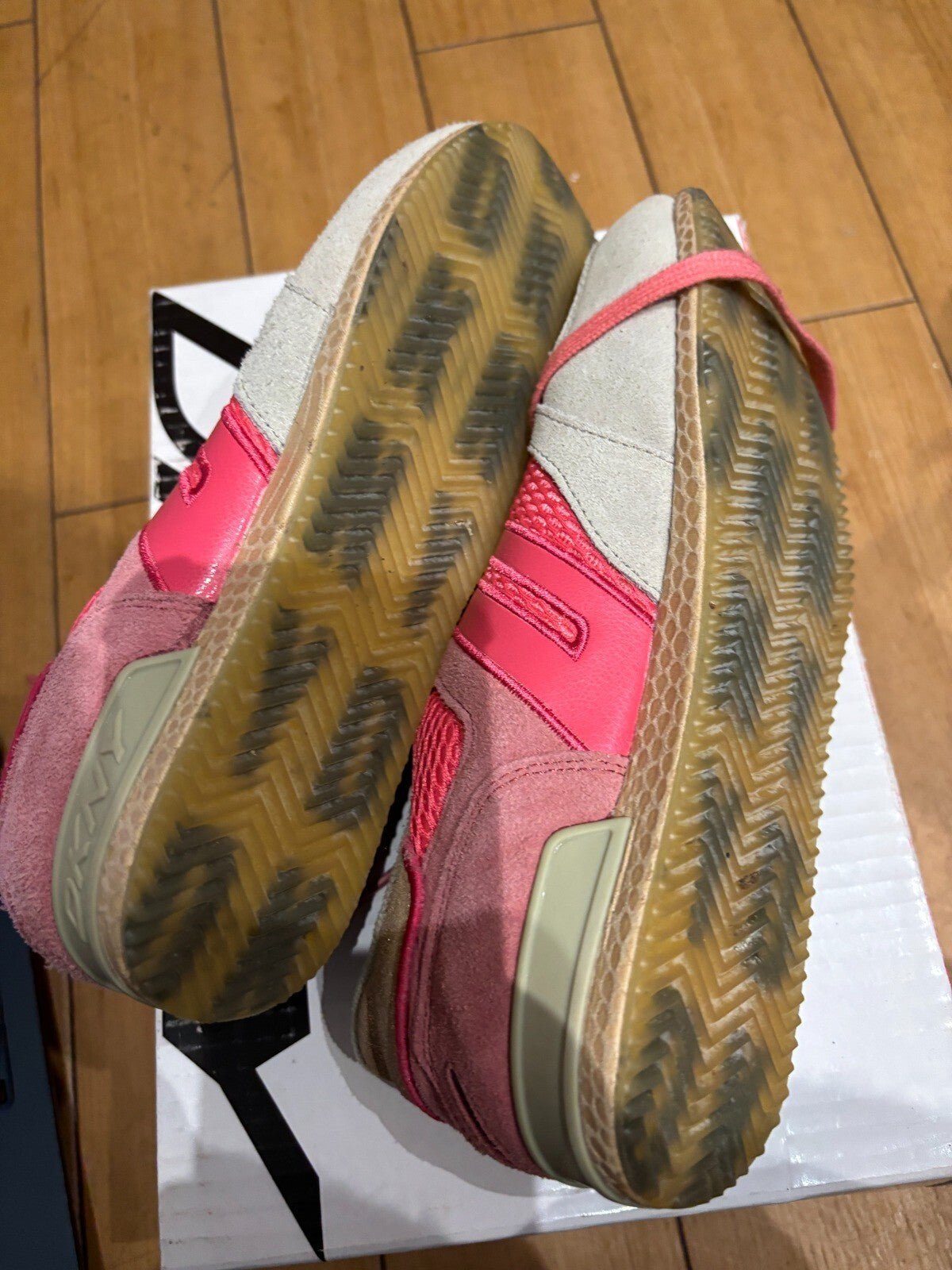 DKNY Women's Pink and Beige Suede Mesh Sneakers, trainers, size UK 5