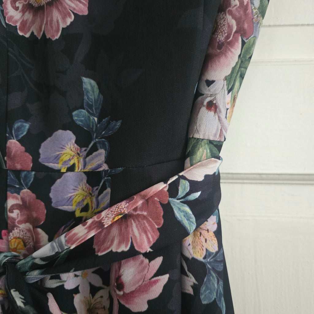 Monsoon Sleeveless Black Floral Maxi Dress with Belt, wedding, summer, glam 8