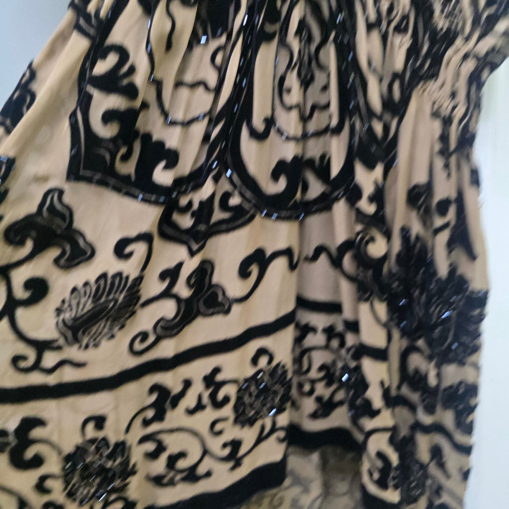Joseph Beige and Black Velvet Embroidered Silk Mini Dress Size S rare vintage